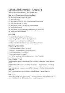 Conditional Sentences Chapter 1: Types & Practice