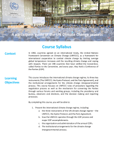 UN Climate Change Process Participant Guide Syllabus
