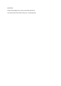 2022 School Calendar DTP Task
