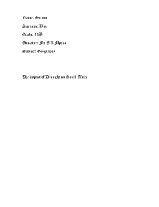Impact of Drought on South Africa - Geography Report