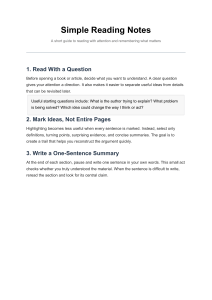 Simple Reading Notes: A Guide to Effective Reading and Note-Taking