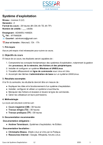 Syllabus Syst&egrave;me d'exploitation Licence 2 ESSFAR 2025
