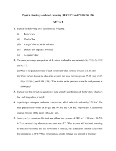 Physical Chemistry Self-Test 1: Gas Laws & Equations