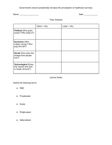 Healthcare Privatization Debate Worksheet