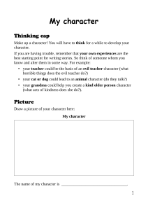 My Character Worksheet: Creative Writing for Kids