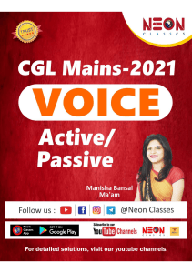 Active Passive Voice for SSC CGL Mains 2021