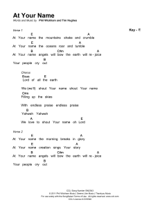At Your Name Chord Sheet by Phil Wickham & Tim Hughes