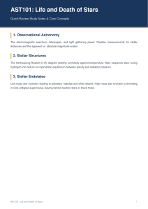 AST101: Life and Death of Stars Study Notes