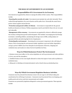 The Role of Government in an Economy