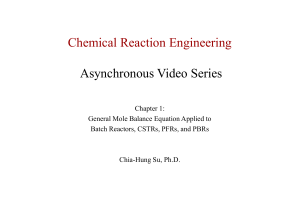Chemical Reaction Engineering: Mole Balance Equations for Reactors