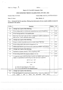 Digital System Design M.Tech Exam Paper