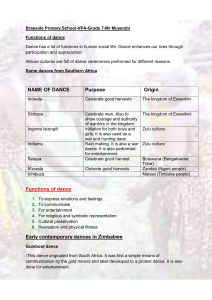 Functions of Dance: African Dances & Zimbabwean Styles