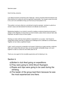 Specimen Paper: Head Girl Speech & Mountain Climbing Comprehension