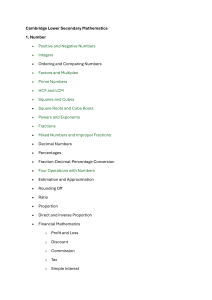 Cambridge Lower Secondary Mathematics Syllabus