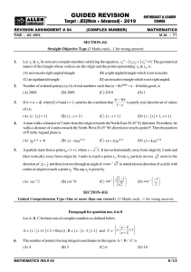 JEE 2019 Complex Numbers Revision Assignment
