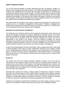 Snappy Manufacturing Divisional Performance Management Case Study