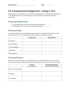 Ch 4 Assessment Assignment Answers File - Using a 10-K 1