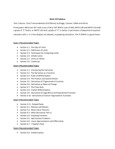 Math 270 Syllabus: Calculus Early Transcendentals