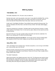 WWI Key Battles: Marne, Gallipoli, Jutland Study Guide