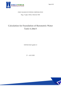 Barometric Water Tank Foundation Calculation (1.28m&sup3;)