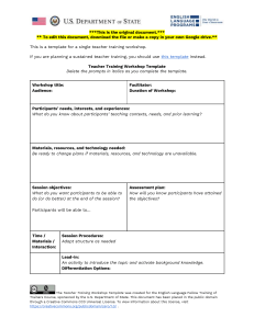 Teacher Training Workshop Template