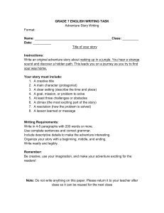 Grade 7 English Adventure Story Writing Task