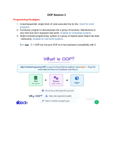 OOP Session 2: Programming Paradigms