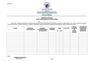 Brigada Eskwela Volunteer Attendance Form - Talairon Central Elementary School