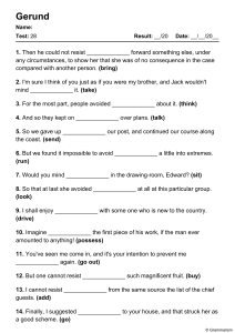 Gerund Grammar Test: 20 Fill-in-the-Blank Questions