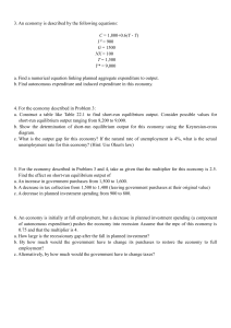 Macroeconomics Problem Set: Aggregate Expenditure & Equilibrium