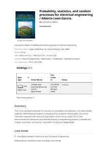 Probability, Statistics, and Random Processes for Electrical Engineering