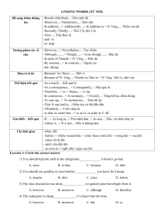 Linking Words English Grammar Exercises