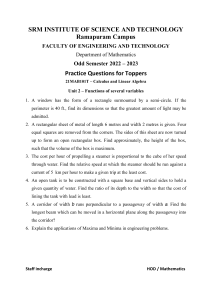Practice Questions: Calculus & Linear Algebra (Unit 2) &ndash; SRM Institute