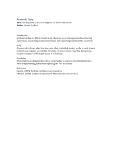 AI Impact on Modern Education Essay