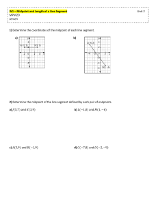 Midpoint and Length of a Line Segment Worksheet