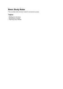 Basic Study Notes: Reading, Reviewing, Organizing