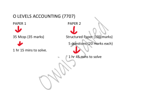 O Levels Accounting (7707) Study Guide
