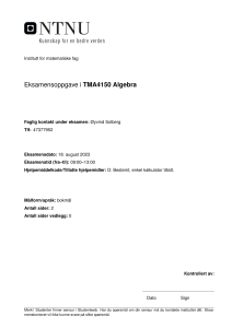 NTNU TMA4150 Algebra Eksamen 2023