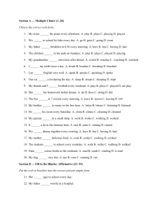 English Grammar Worksheet: Present Simple Tense