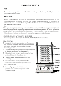 Experiment 8: Sieve Analysis for Particle Size