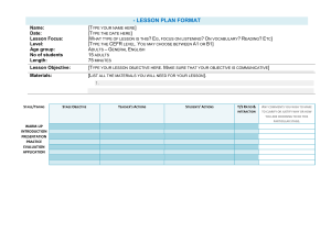 Lesson Plan Format Template for English Teachers