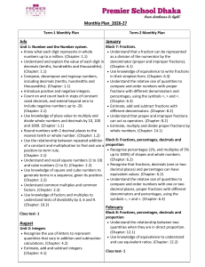 Premier School Dhaka 2026-27 Math Monthly Plan