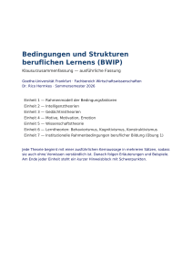 BWIP Klausurzusammenfassung: Bedingungen beruflichen Lernens