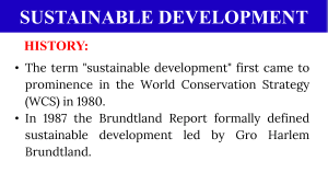Sustainable Development: History, Definition, and Concepts