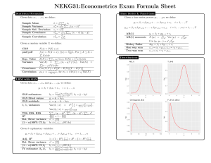 Hoja de F&oacute;rmulas de Examen de Econometr&iacute;a NEKG31