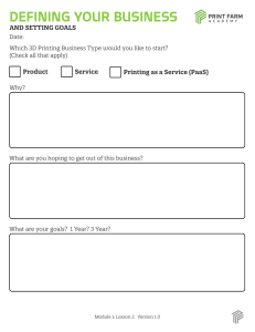 3D Printing Business Goals Worksheet
