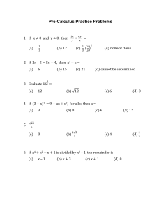 Pre-Calculus Practice Problems Worksheet