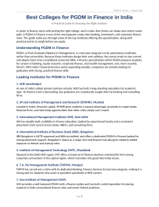 Best PGDM in Finance Colleges India Guide