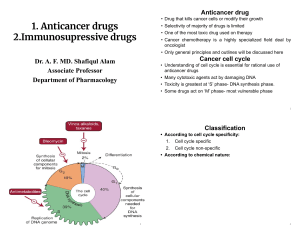 Anticancer and Immunosuppressive Drugs: Pharmacology Overview