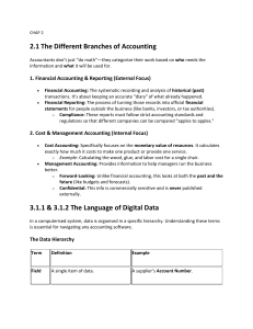 Accounting Branches & Management Information